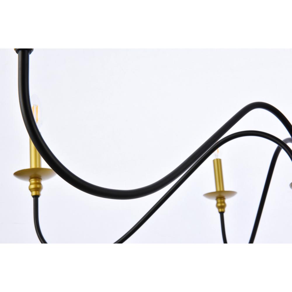 Rohan 42 inch chandelier in matte black and brass. Picture 4