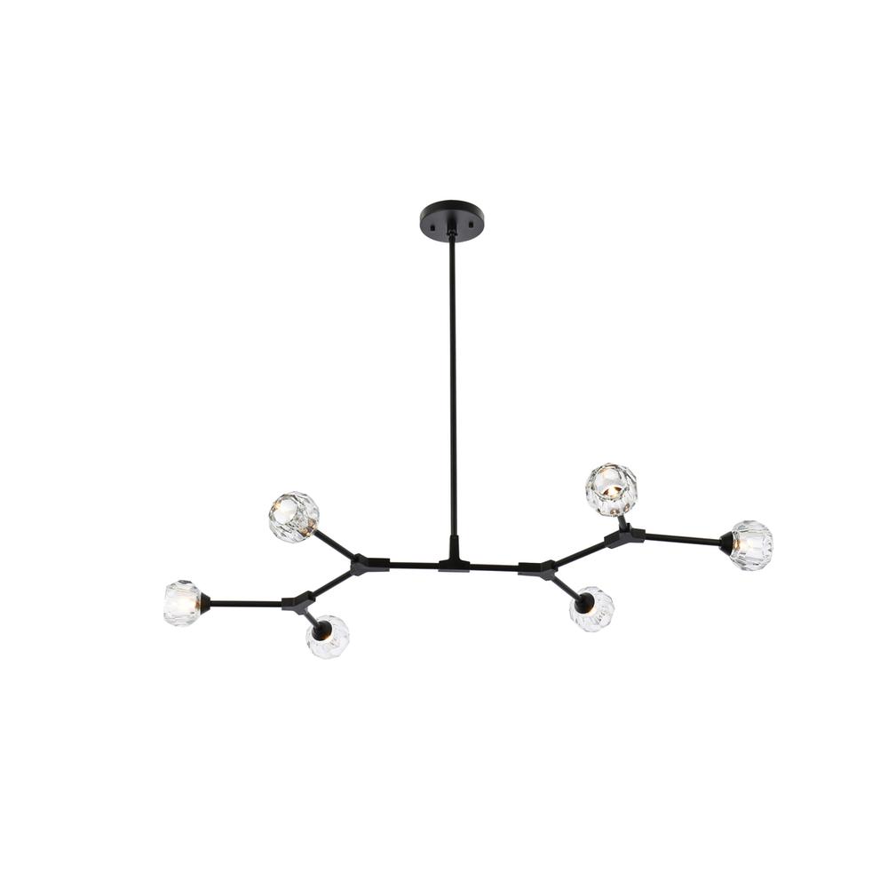 Zayne 6 Light Pendant in Black. Picture 1