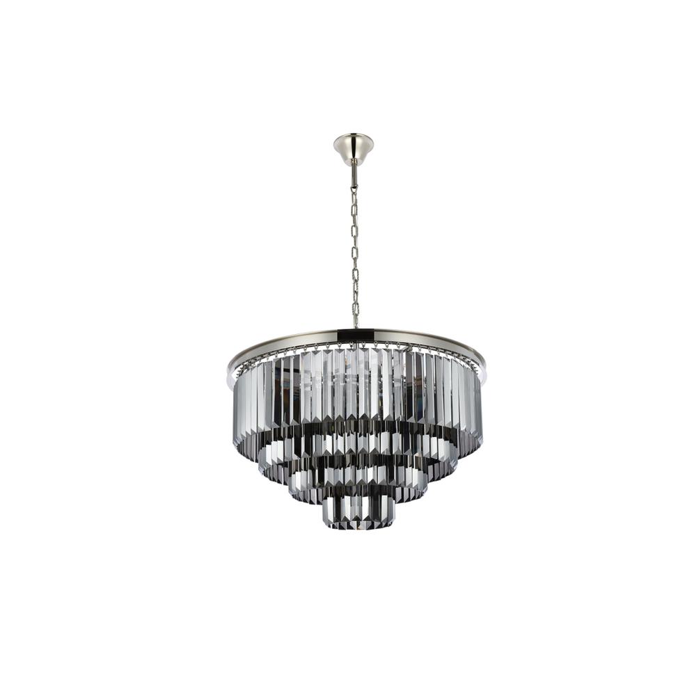 Sydney 17 light polished nickel Chandelier Silver Shade (Grey) Royal Cut Crystal. Picture 6