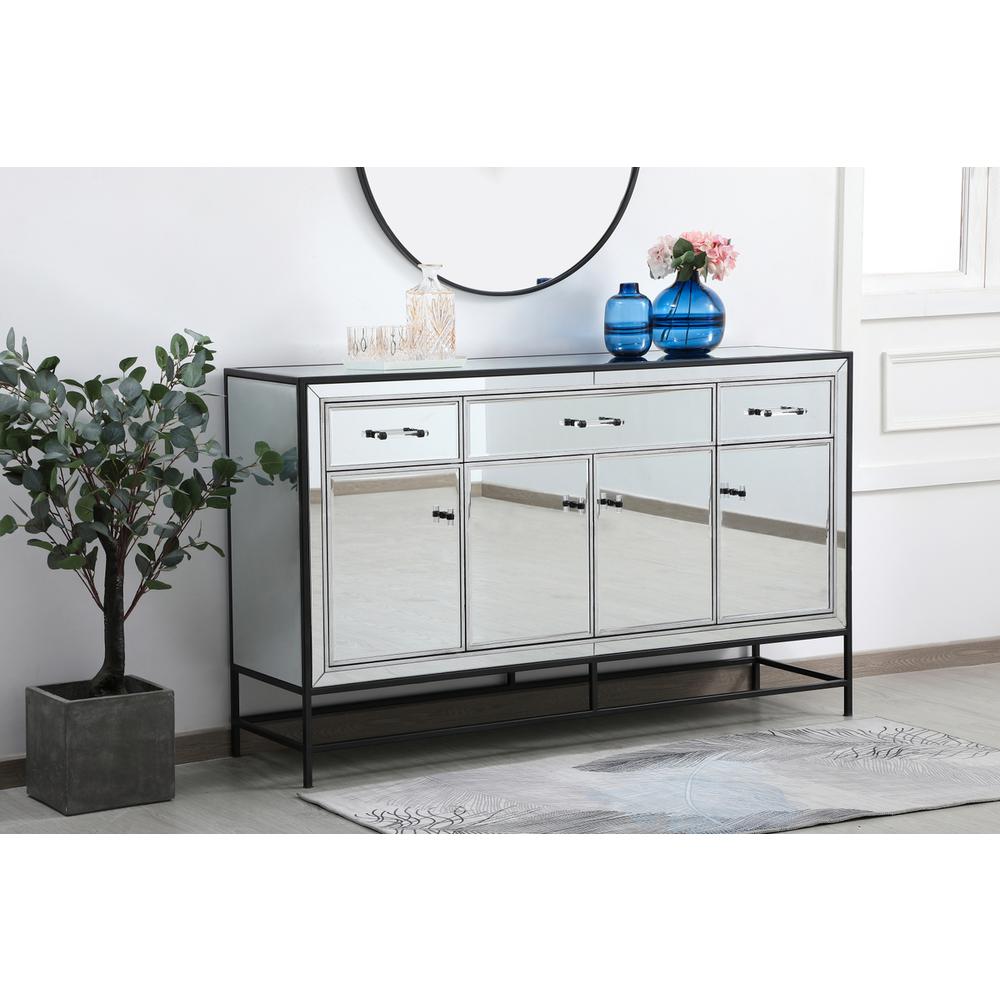 James 60 in. mirrored credenza in black. Picture 2