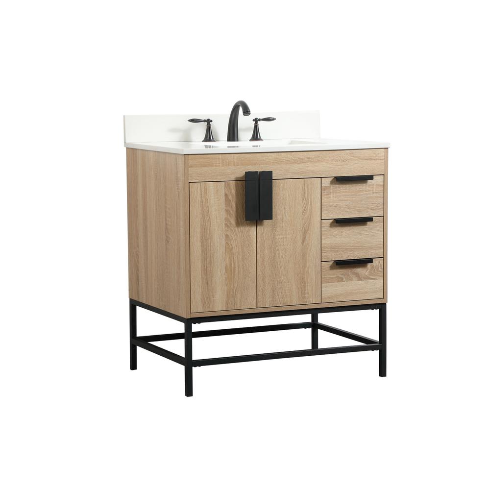 32 inch Single bathroom vanity in mango wood with backsplash. Picture 7