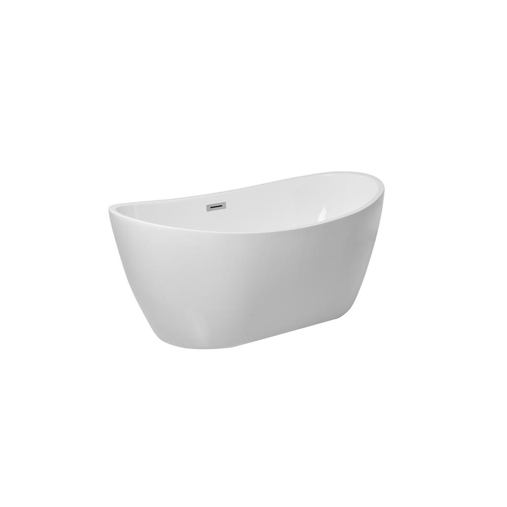 54 inch soaking double slipper bathtub in glossy white. Picture 8