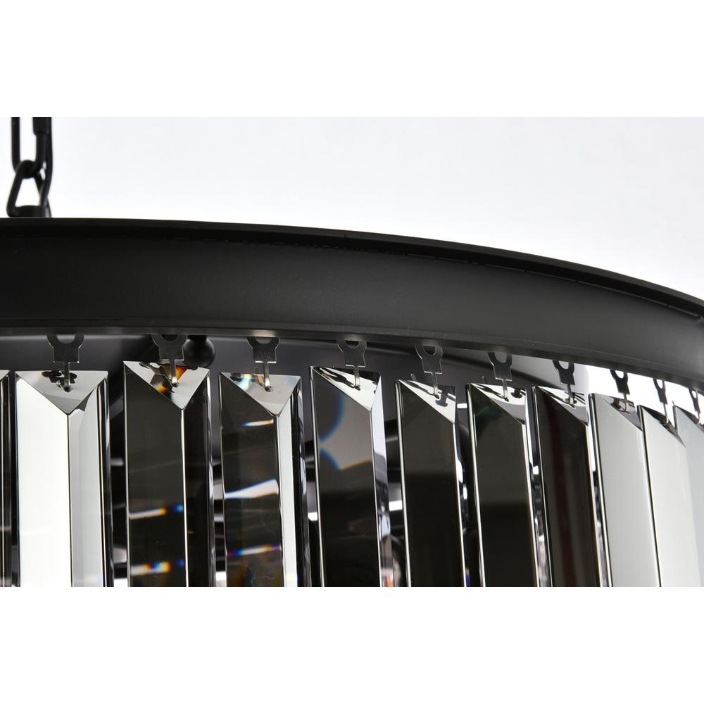 Sydney 8 light Matte Black Chandelier Silver Shade (Grey) Royal Cut Crystal. Picture 4