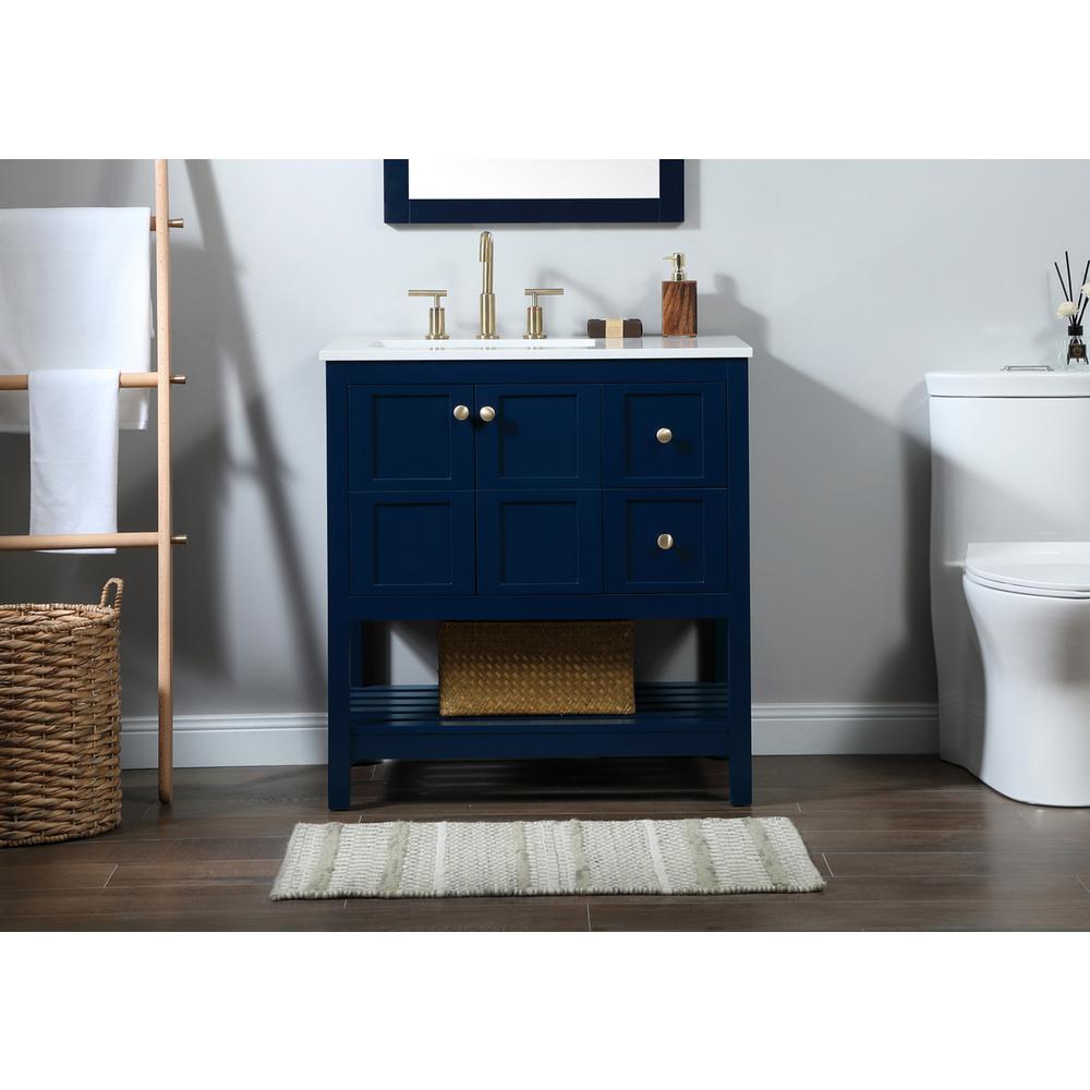 32 inch Single bathroom vanity in blue. Picture 14