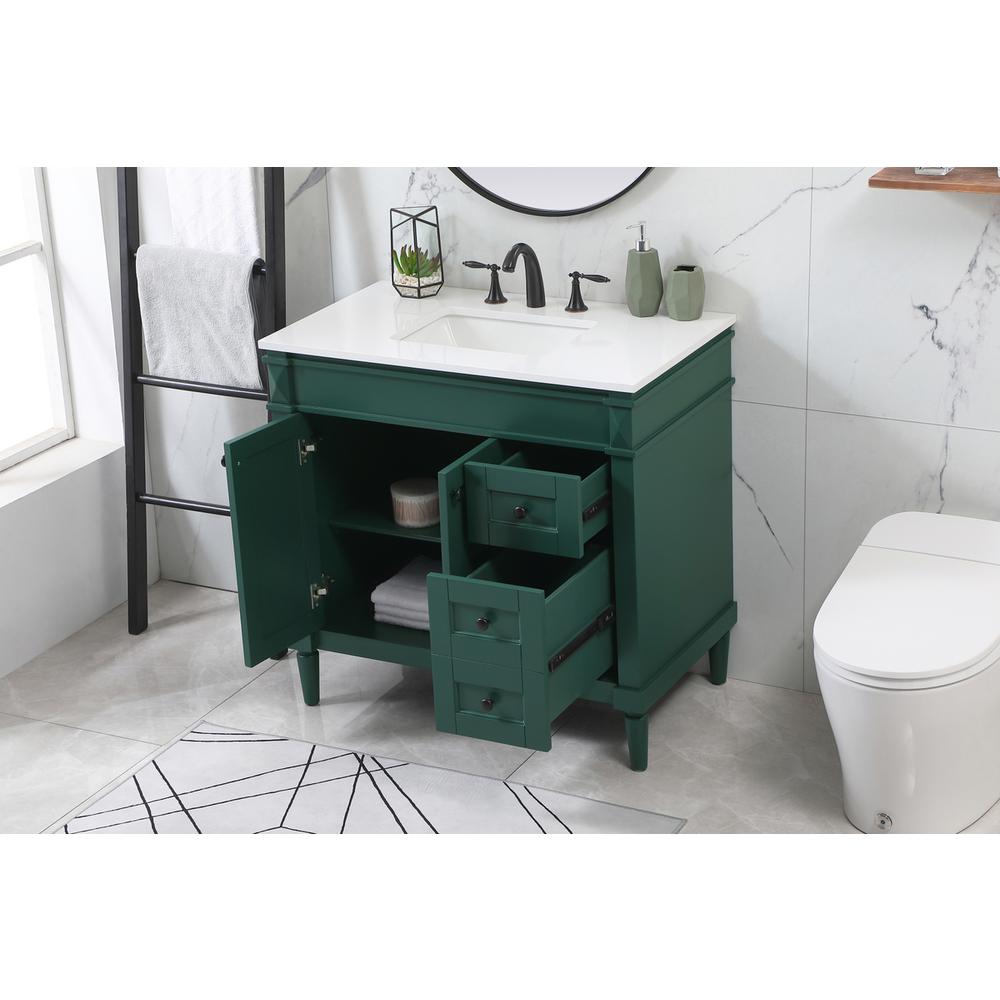 36 inch Single bathroom vanity in green. Picture 3