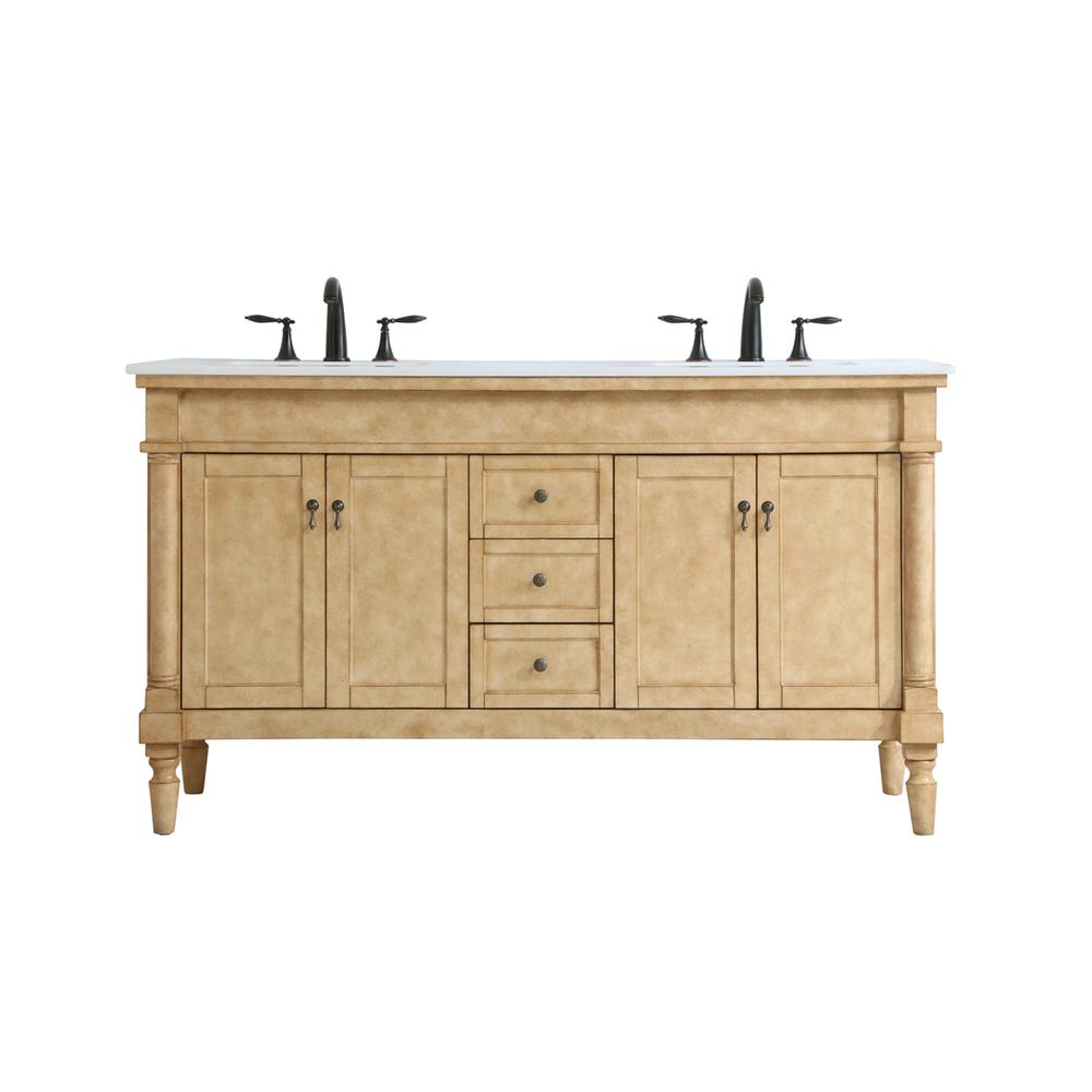 60 inch Double Bathroom Vanity in Antique Beige. Picture 1