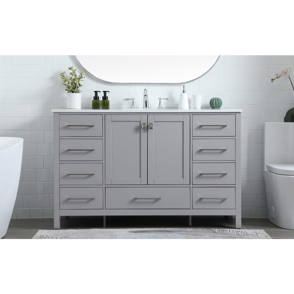 54 Inch SIngle Bathroom Vanity In Grey. Picture 14