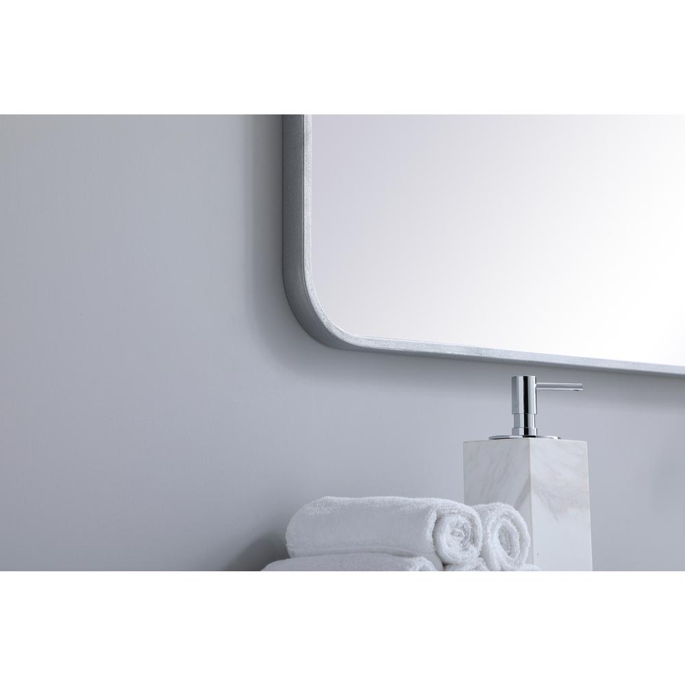 Soft corner metal rectangular mirror 30x36 inch in Silver. Picture 4