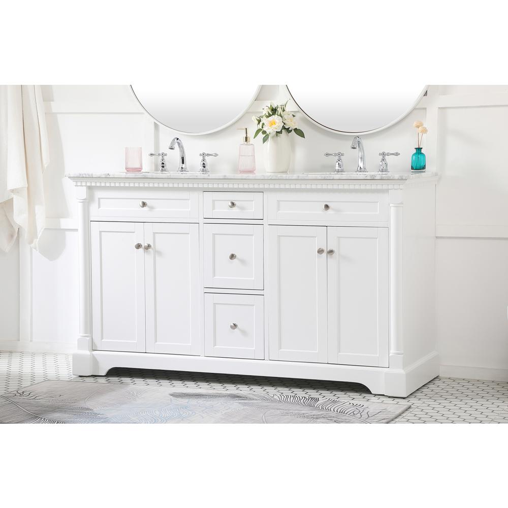 60 inch double bathroom vanity in White. Picture 2
