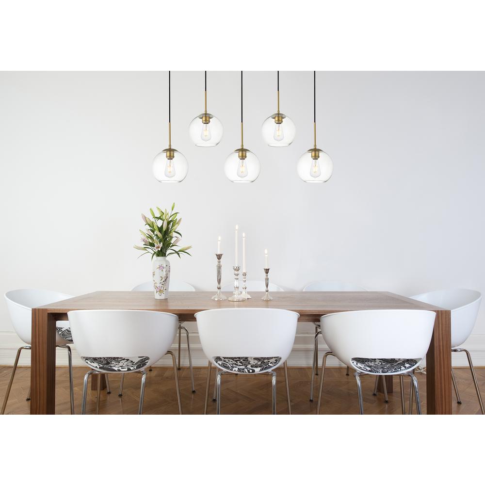 Baxter 5 Lights Brass Pendant With Clear Glass. Picture 6