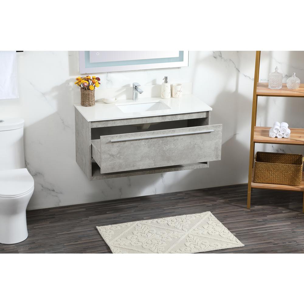 40 inch Single bathroom vanity in concrete grey with backsplash. Picture 3