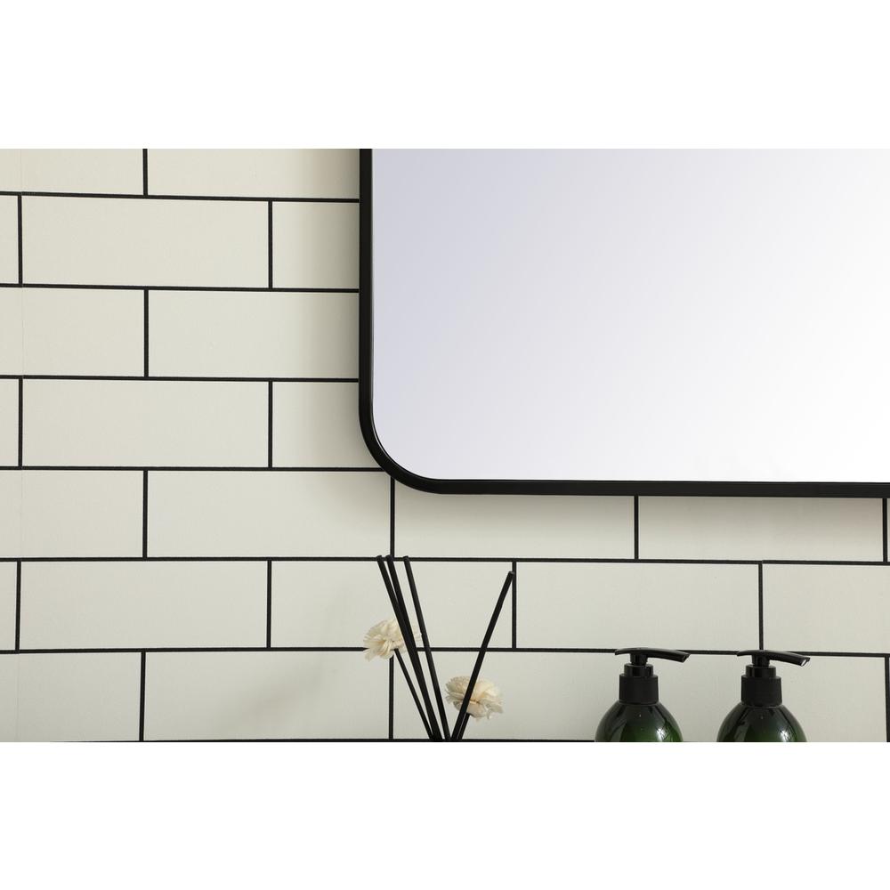 Soft corner metal rectangular mirror 30x48 inch in Black. Picture 3