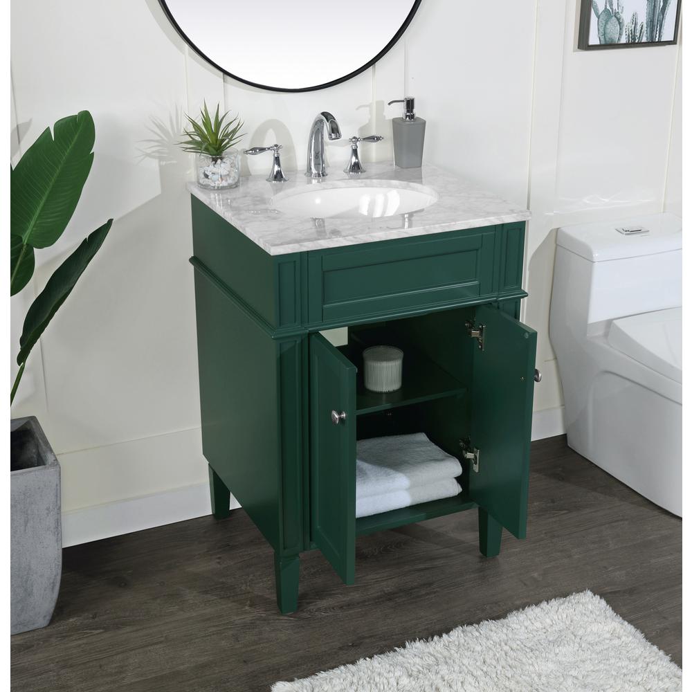 24 inch Single bathroom vanity in green. Picture 3