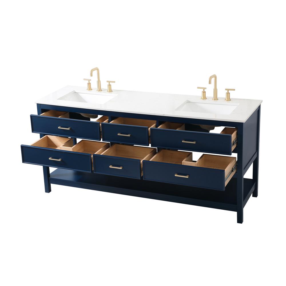72 inch double bathroom vanity in blue. Picture 9