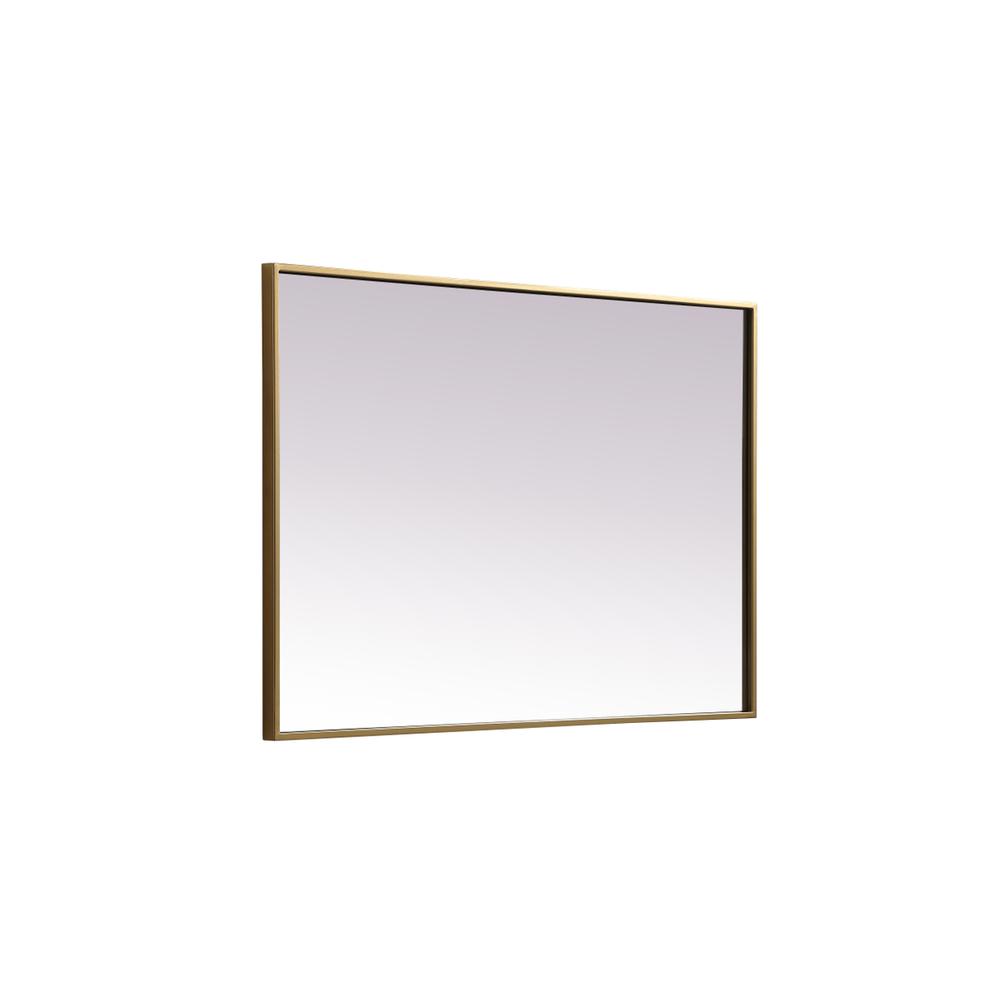 Metal Frame Rectangle Mirror 24x36 Inch in Brass. Picture 9