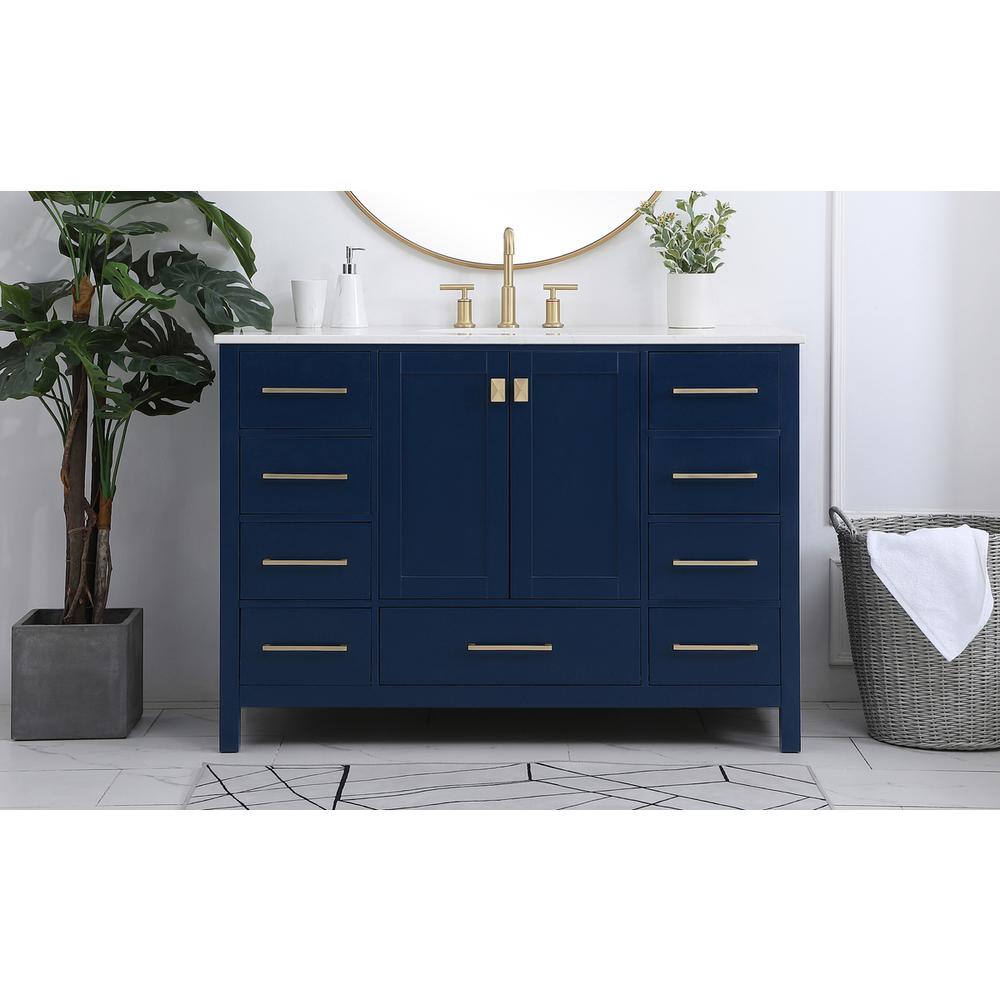 48 inch Single Bathroom Vanity in Blue. Picture 14