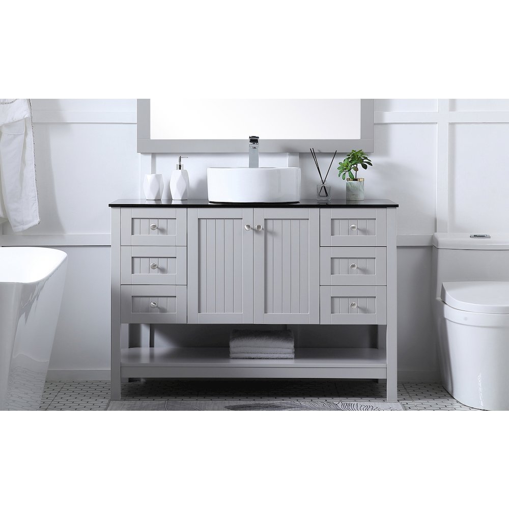 48 Inch Vessel Sink Bathroom Vanity In Gray. Picture 2