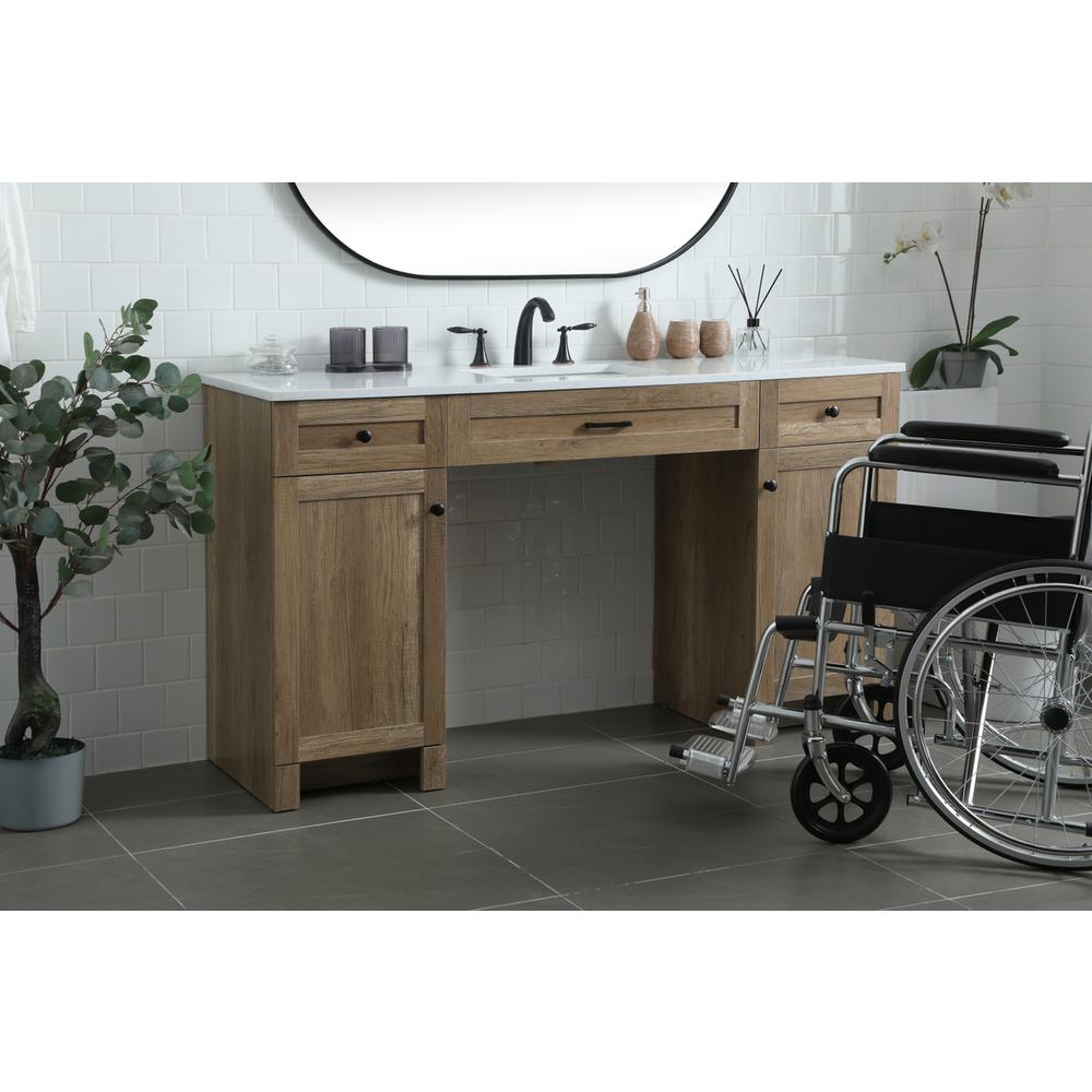 60 Inch ADA Compliant Bathroom Vanity In Natural Oak. Picture 2