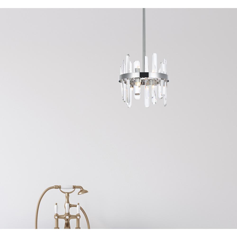 Serena 12 inch crystal round pendant in chrome. Picture 8