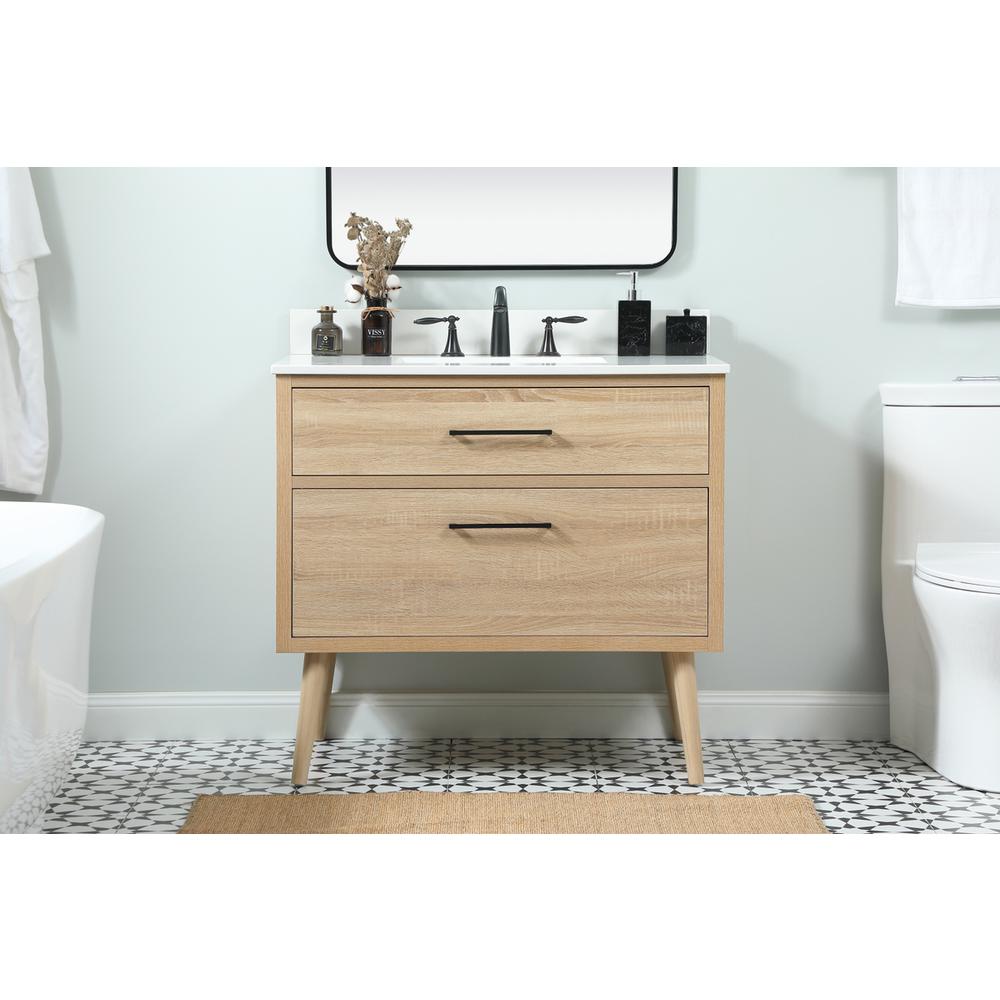 36 inch Single bathroom vanity in mango wood with backsplash. Picture 14