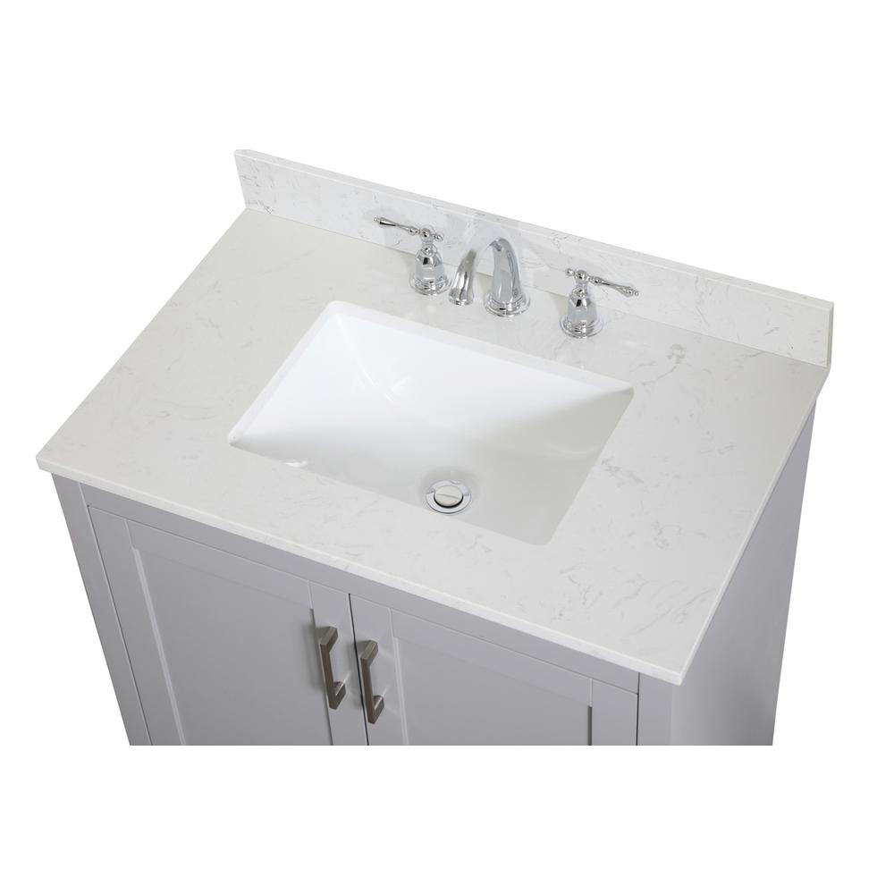 30 inch Single Bathroom Vanity in Grey with Backsplash. Picture 10