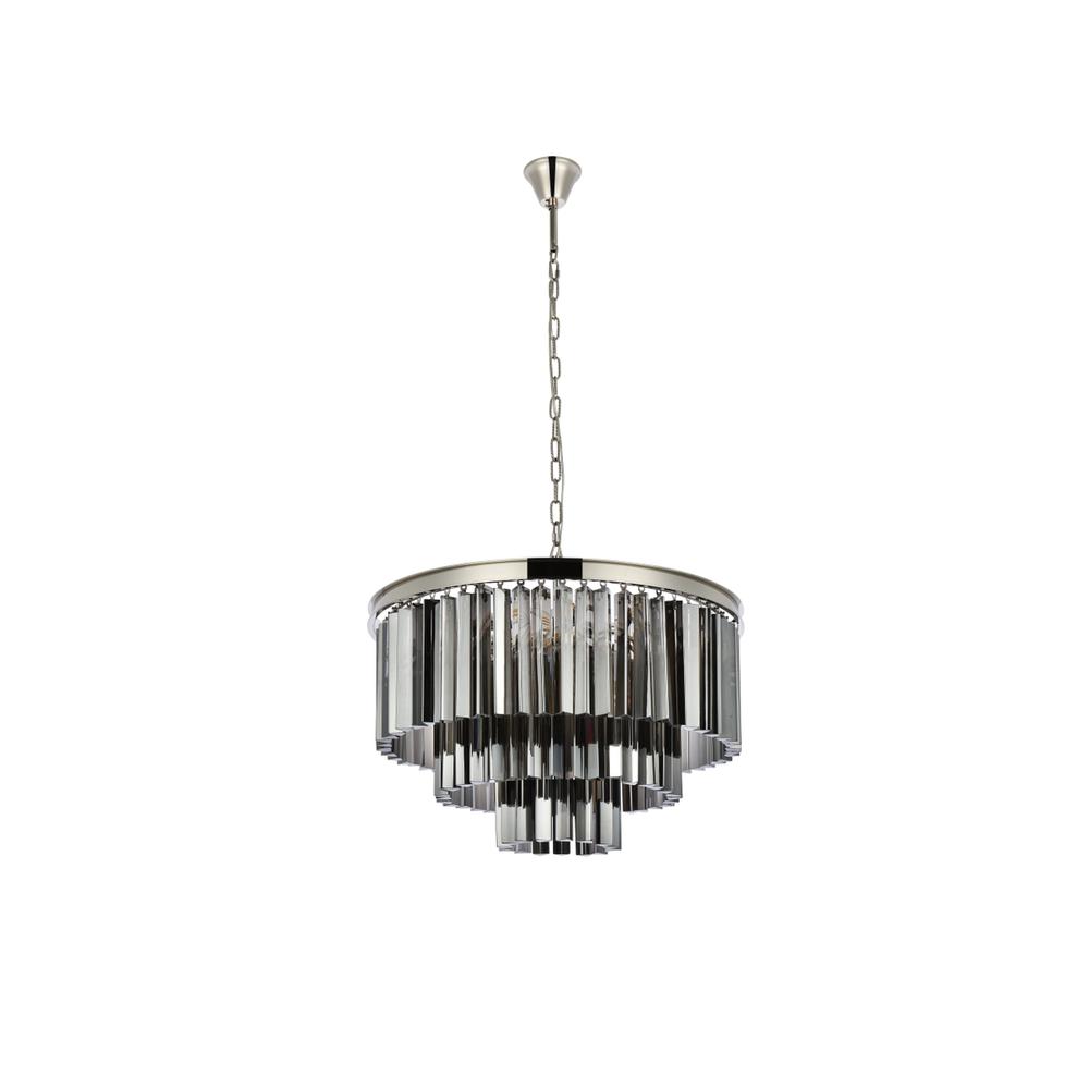 Sydney 9 light polished nickel Chandelier Silver Shade (Grey) Royal Cut Crystal. Picture 6