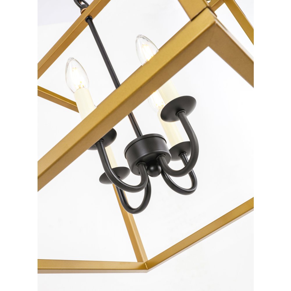Eclipse 4 Light Brass And Black Pendant. Picture 13