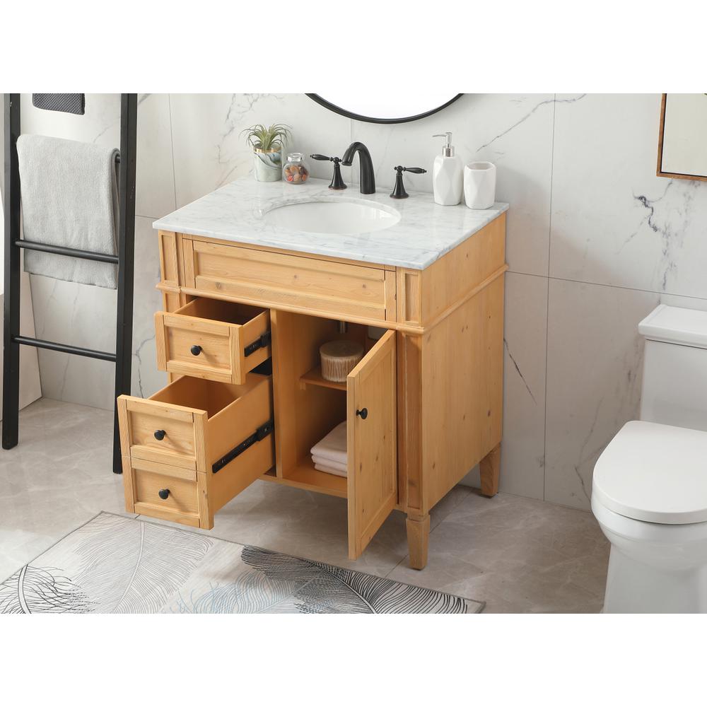 32 inch Single bathroom vanity in natural wood. Picture 3
