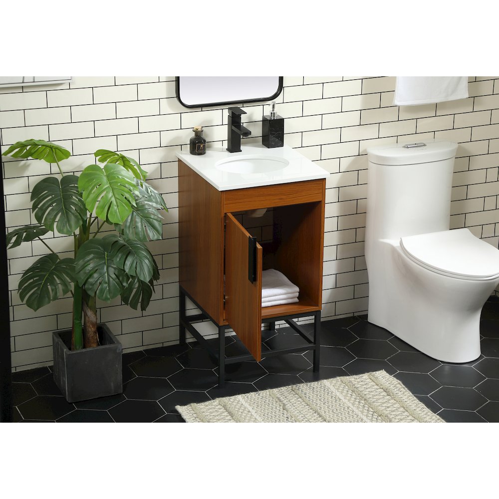 18 Inch Single Bathroom Vanity In Teak. Picture 4