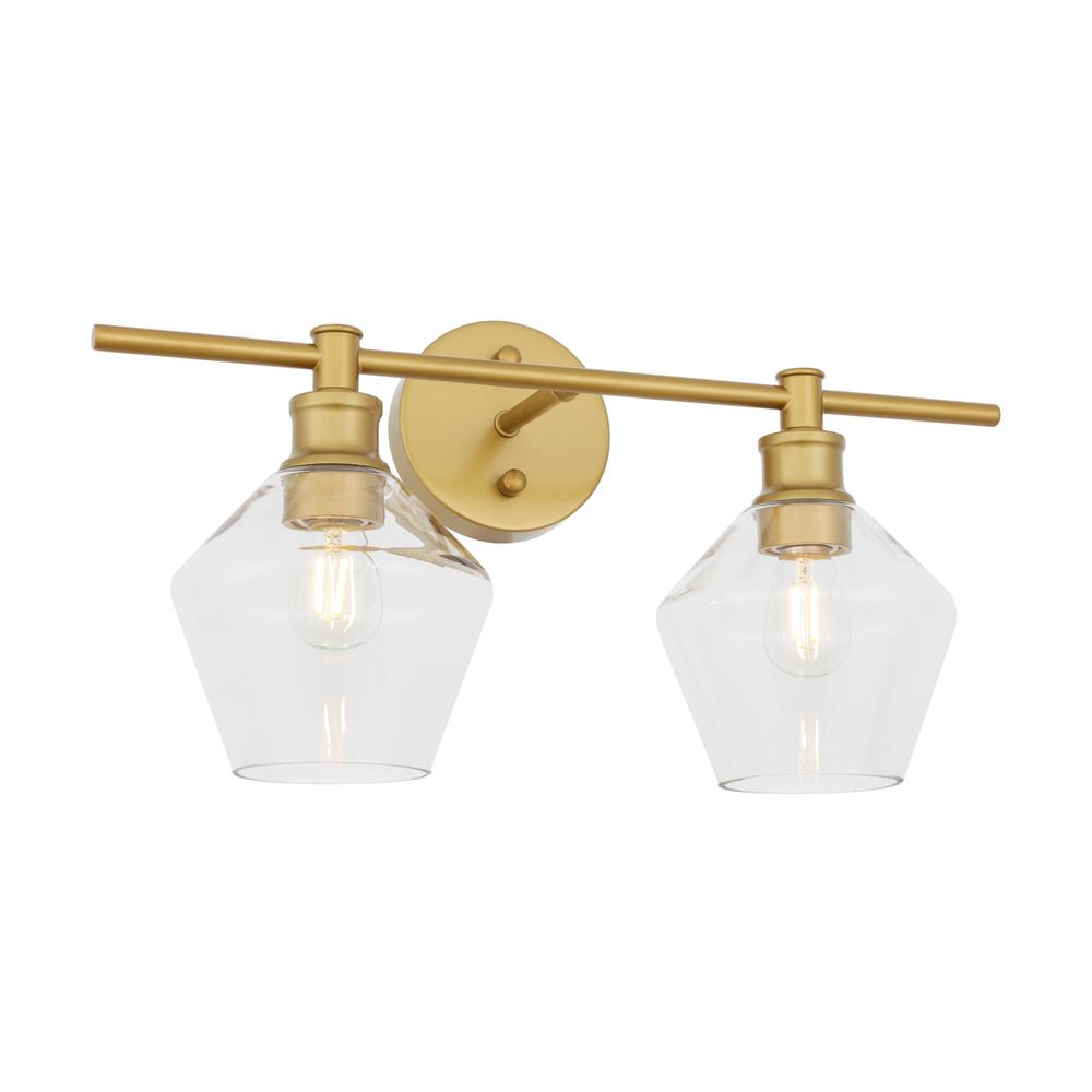 Gene 2 light Brass and Clear glass Wall sconce. Picture 13