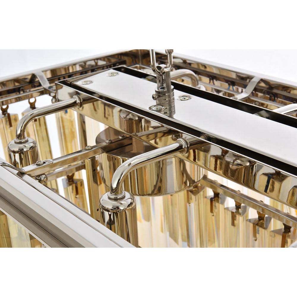 Sydney 12 light polished nickel Chandelier Golden Teak (Smoky) Royal Cut Crystal. Picture 4
