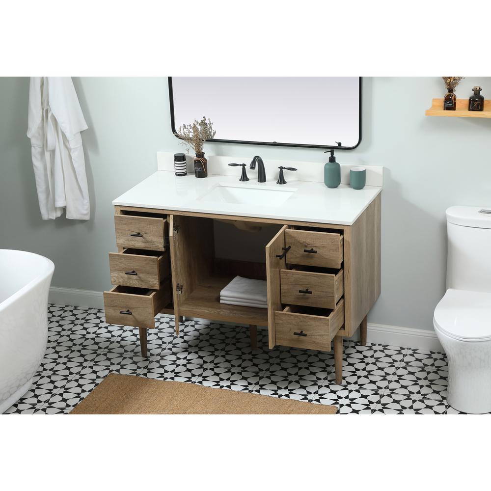 48 inch Single bathroom vanity in natural oak with backsplash. Picture 3