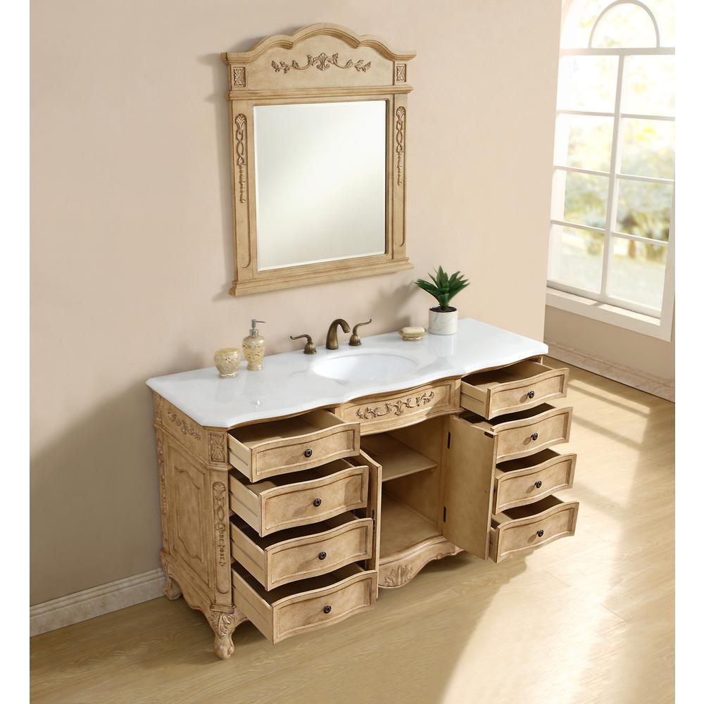 60 inch Single Bathroom vanity In Antique Beige. Picture 12