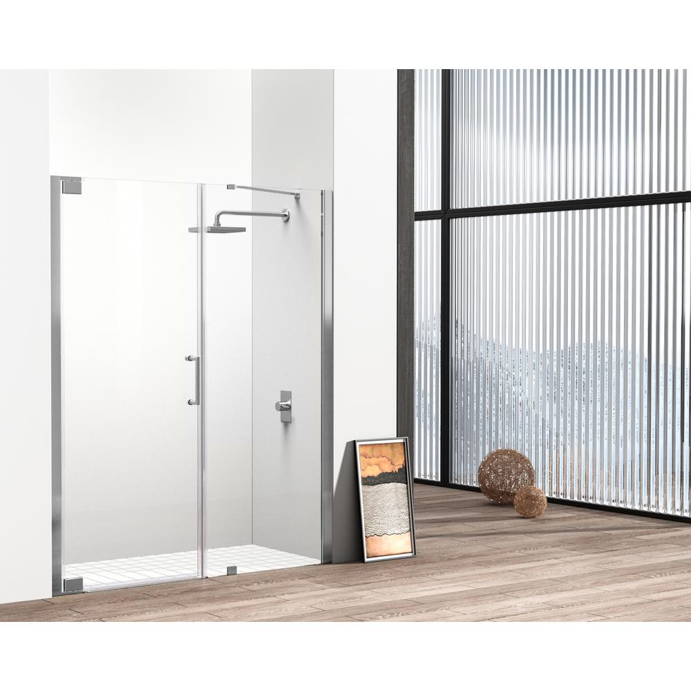 Semi-frameless hinged shower door 60 x 72 Brushed Nickel. Picture 11