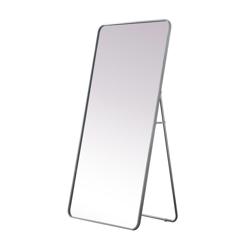 Soft Corner Metal Rectangle Full Length Mirror 30x60 Inch in Silver. Picture 6