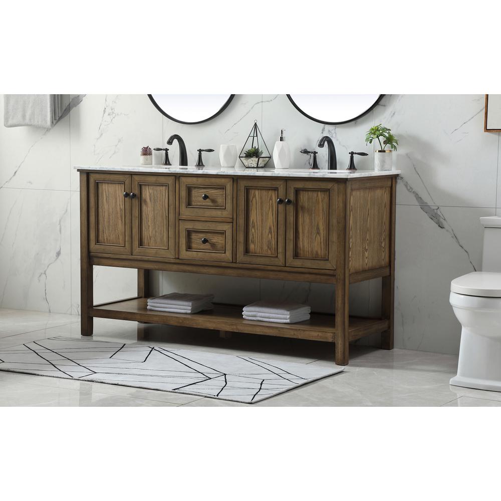 60 inch double bathroom vanity in driftwood. Picture 2