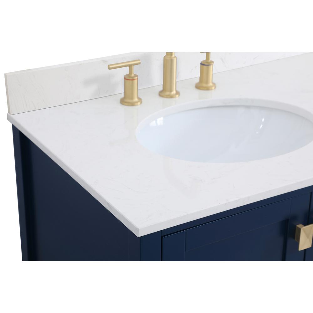 42 inch Single Bathroom Vanity in Blue with Backsplash. Picture 11
