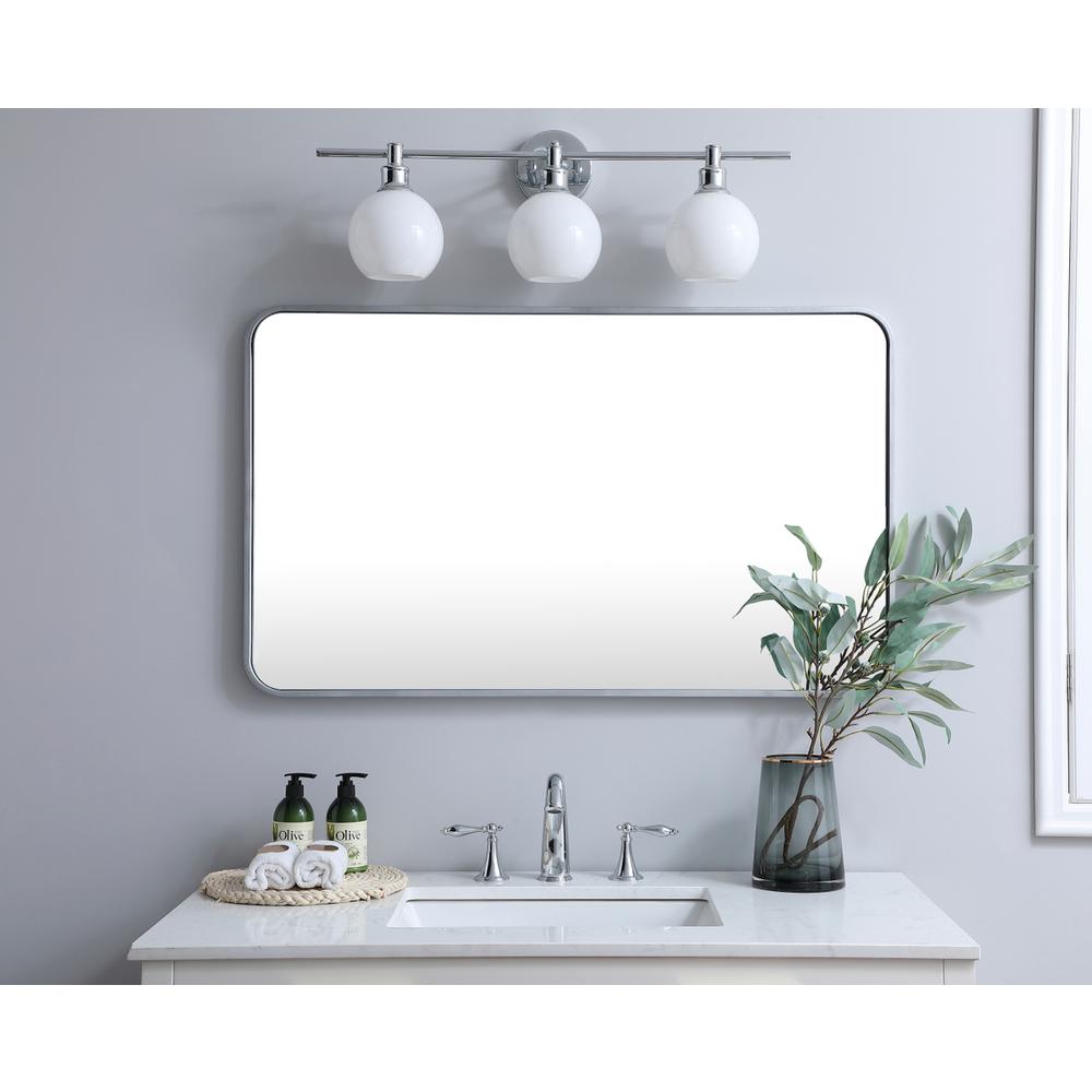 Soft corner metal rectangular mirror 24x40 inch in Silver. Picture 9