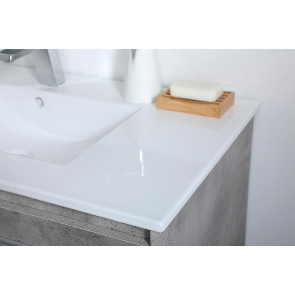 36 inch  Single Bathroom Floating Vanity in Concrete Grey. Picture 4