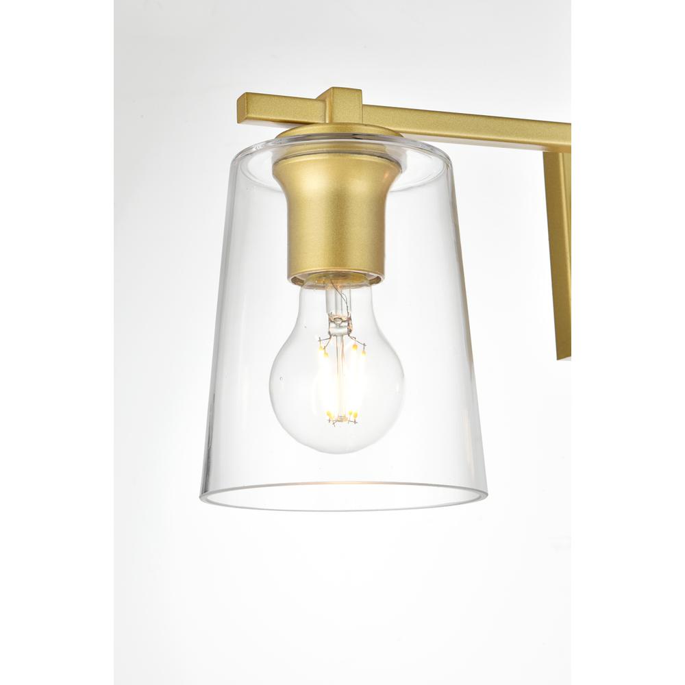 Kacey 3 light Brass and Clear Bath Sconce. Picture 4