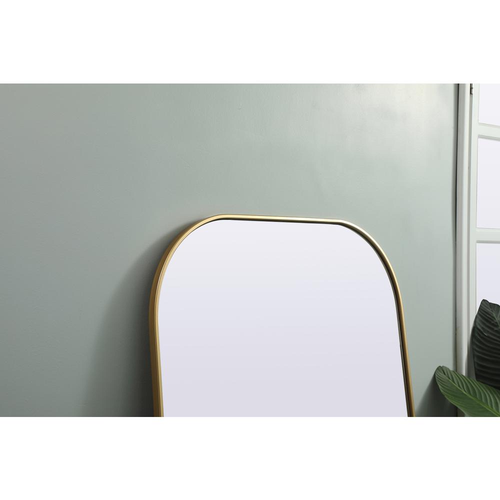 Metal Frame Arch Full Length Mirror 35x66 Inch in Brass. Picture 5