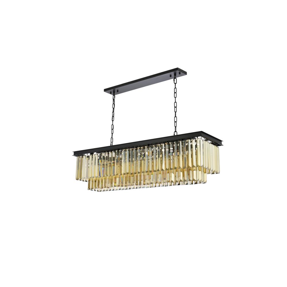 Sydney 12 light Matte Black Chandelier Golden Teak (Smoky) Royal Cut Crystal. Picture 6