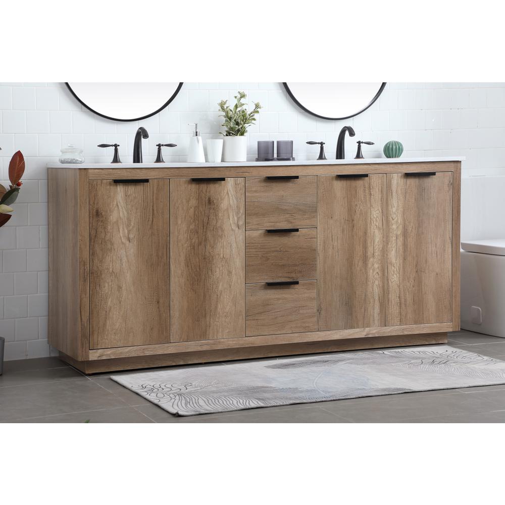 72 Inch Double Bathroom Vanity In Natural Oak. Picture 2