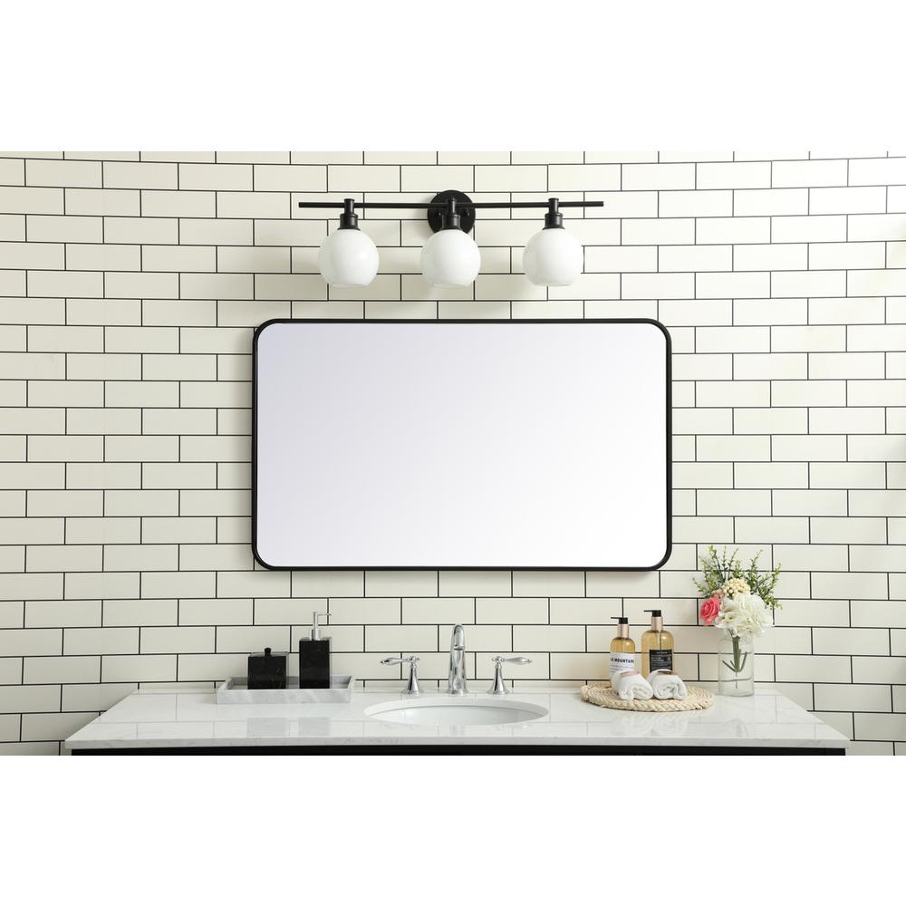 Soft corner metal rectangular mirror 24x40 inch in Black. Picture 9