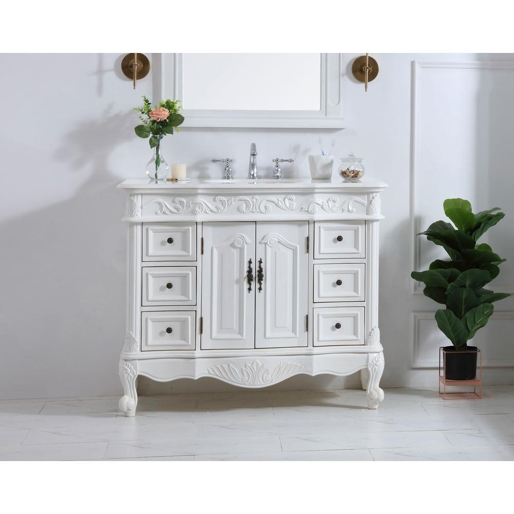 42 inch Single Bathroom vanity in antique white. Picture 14