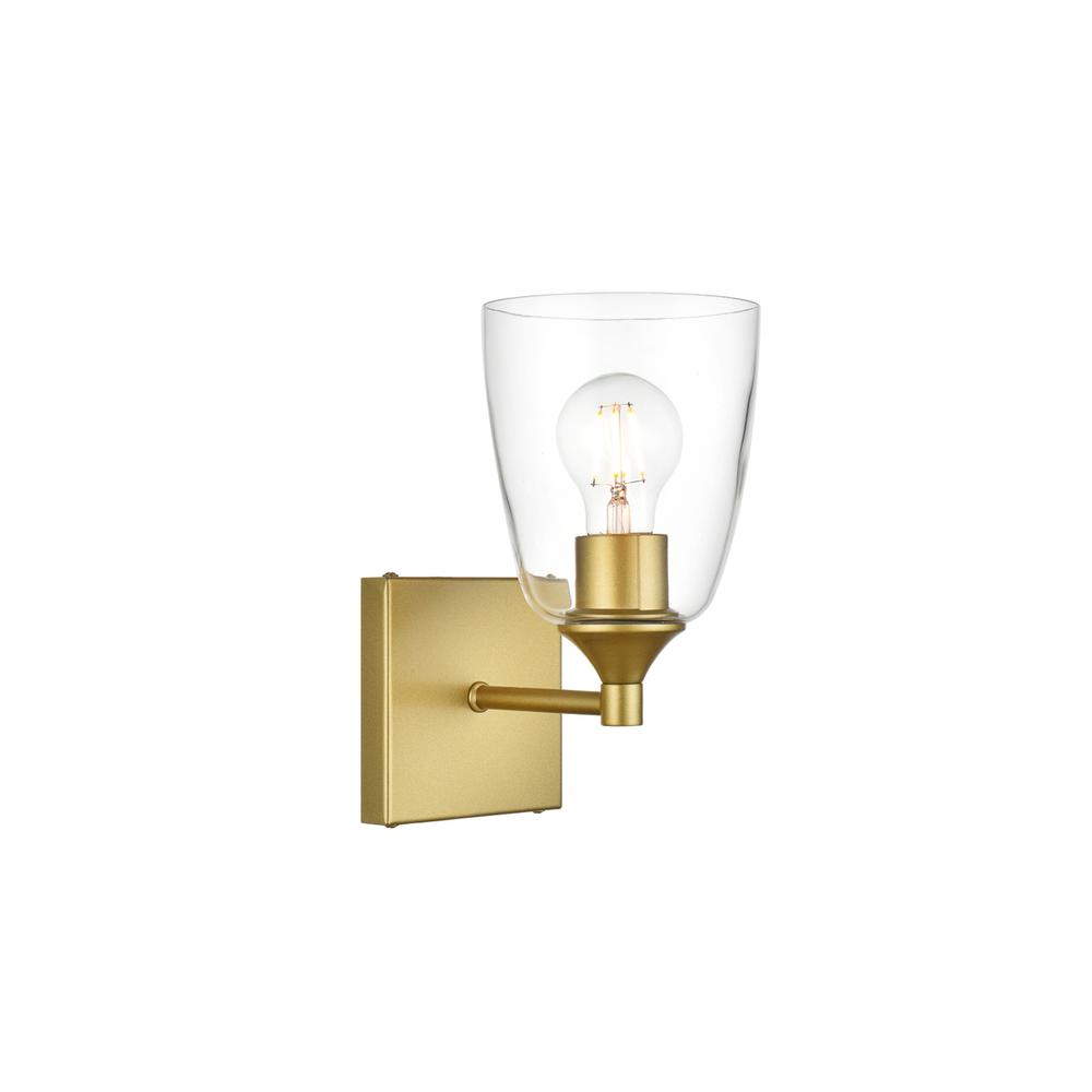 Gianni 1 light Brass and Clear Bath Sconce. Picture 3