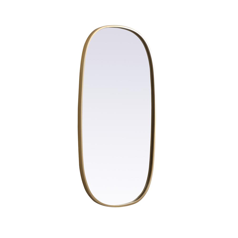 Metal Frame Oval Mirror 20x36 Inch in Brass. Picture 7
