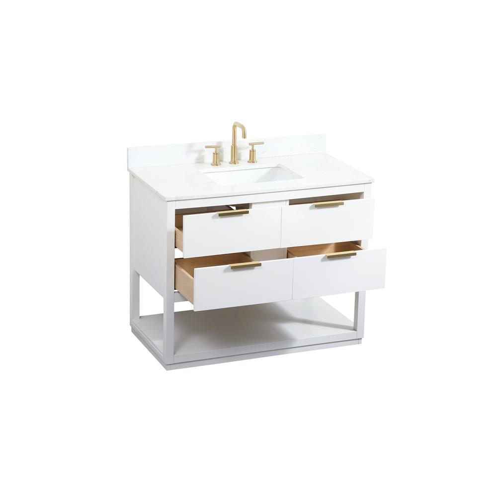 42 inch Single bathroom vanity in white with backsplash. Picture 9