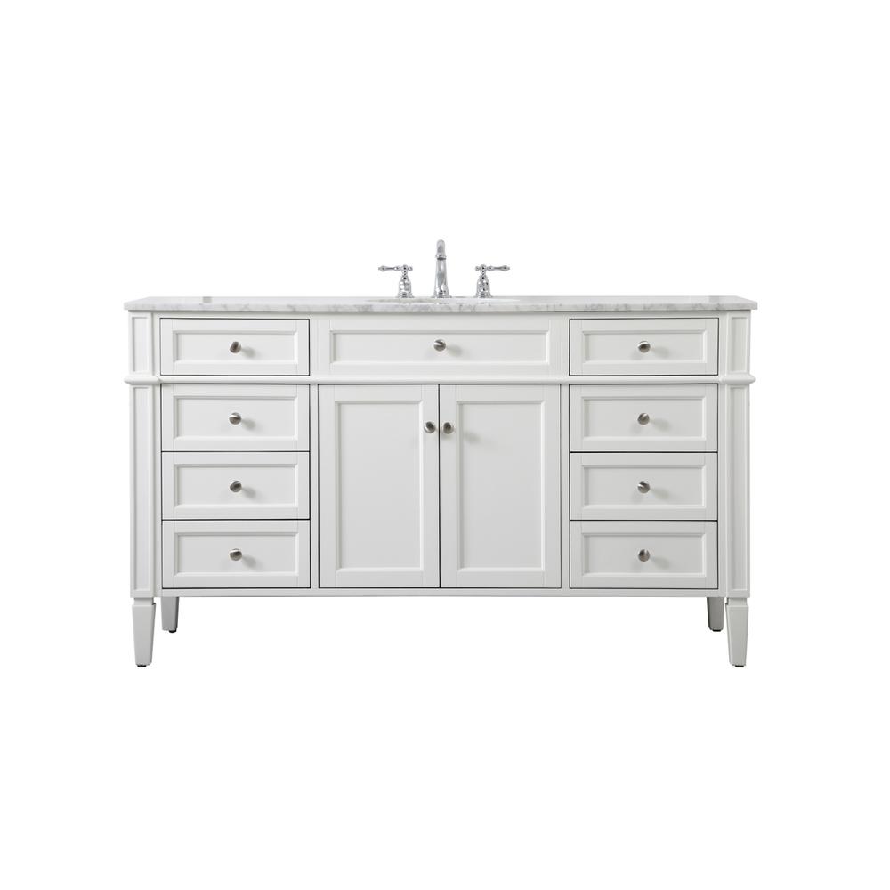 60 inch Single bathroom vanity in white. Picture 1