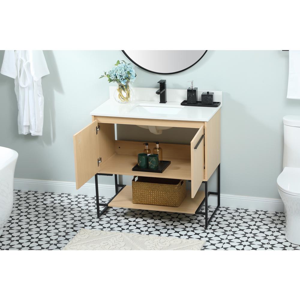 36 inch Single bathroom vanity in maple with backsplash. Picture 3